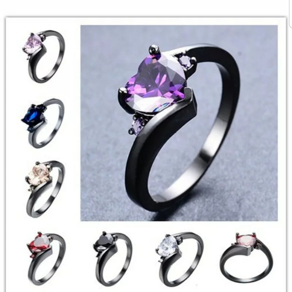 Heart shape BLACK GOLD Plated various CZ rings - Picture 7 of 7